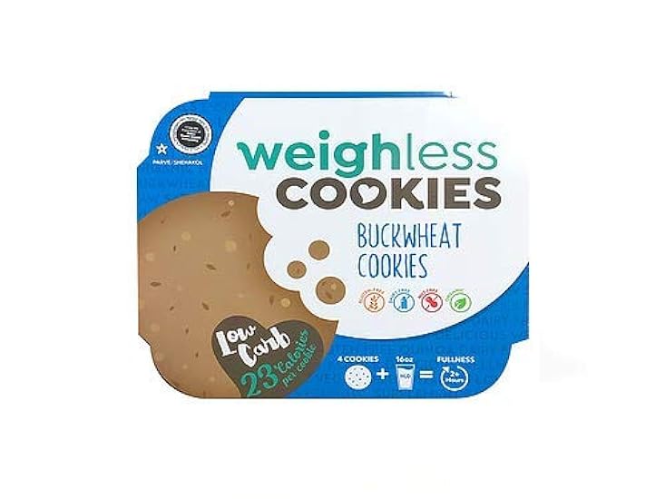 Weighless Cookies - Buckwheat Cookies - 16 Pack - Healthy, Gluten Free, Low Carb, Low Calorie (4 Cookies In Each Pack) 262613157