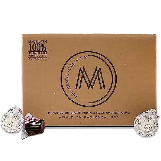 The Miracle Meal Pre-filled Communion Cups & Wafer Set - Box of 250 with 100% Trusted Concord Grape Juice & Wafer 315105779