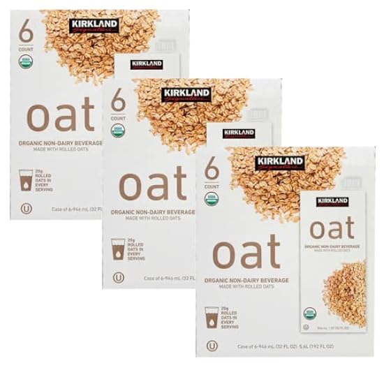 Kirkland Signature Oat Organic Non-Dairy Beverage - Made With Rolled Oats - 2g Rolled Oats in Every Serving - Ready Set Gourmet Donate a Meal Program - 3 Pack (192 Fl oz. Each) 114546780
