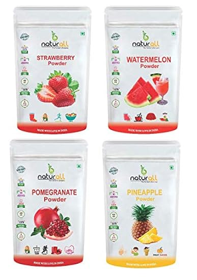 Admart Fruit Powder Combo Pack of 4 Strawberry, Pomegranate, Pineapple & Watermelon Powder |Dry, No Added Sugars and Preservatives (200 GM Each) = 800 GM by B Naturall 671422574