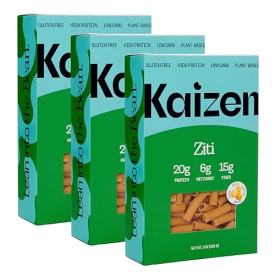 Kaizen Low Carb Keto Pasta Ziti - High Protein (20g), Gluten-Free, Keto-Friendly (6g Net), Plant-Based Lupini Noodles made w/High Fiber Lupin Flour - 8 ounces (Pack of 3) 651242699