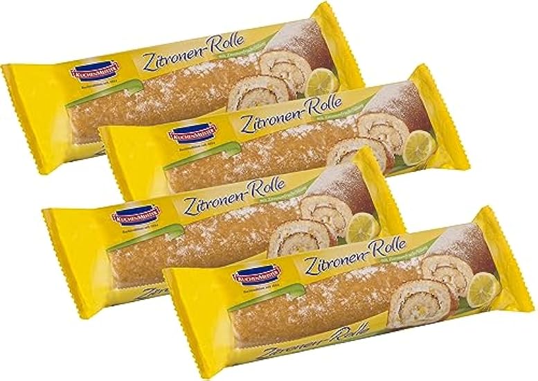 Kuchenmeister Lemon Roll - 4 x 400g (56.44 oz) | Sponge Cake Roll with Cream and Lemon Fruit Filling | Made in Germany 500528265