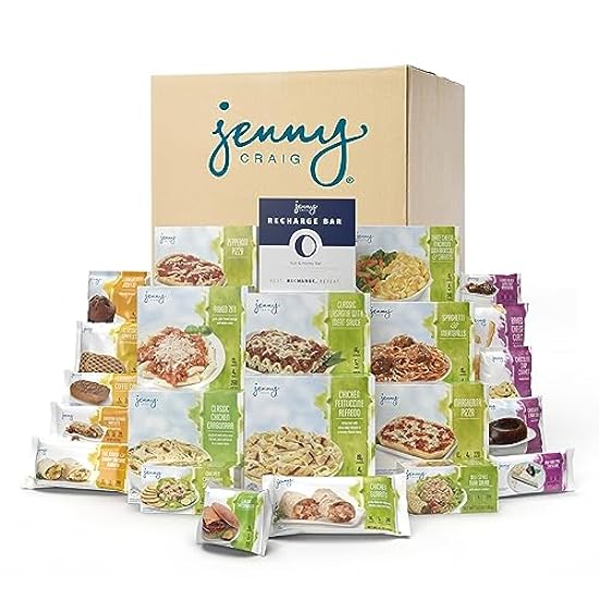 Jenny Craig 7-Day Meal Kit – Frozen Meal Kit Includes 28 Meals and 7 Recharge Bars - Enjoy Breakfasts, Lunches, Dinners, Snacks, Desserts, and the REVOLUTIONARY Recharge Bar 426523151