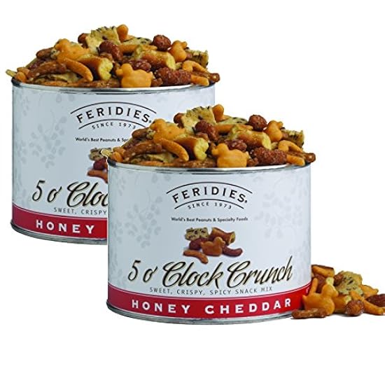 FERIDIES Honey Cheddar 5 O´Clock Crunch Snack Mix - 14oz Vacuum Sealed Tins (Pack of 2) 204737356