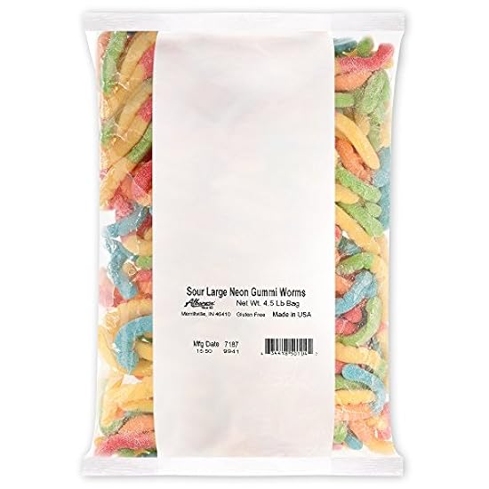 Albanese Candy, Sour Large Neon Gummi Worms, 4.5-pound 