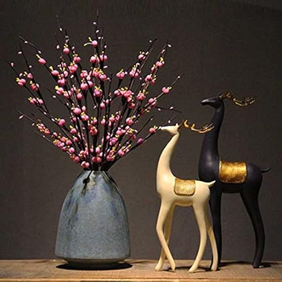 XOUVY Artificial Flowers with Vase Ceramic Vase Bonsai Chinese Home Living Room Bogu Shelf Dried Flower Arrangement Bonsai(Color : D) (I) 776055769