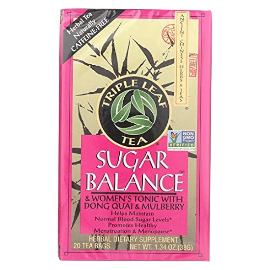 Triple Leaf Tea Sugar Balance Decaffeinated Tea - 20 Tea Bags - Case of 6 - Gluten Free - Helps Maintain Normal Blood Sugar Levels 388146685