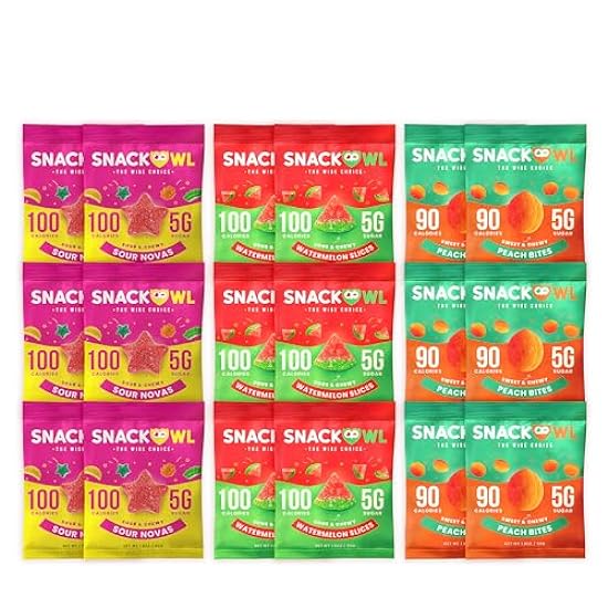 Snack Owl Vegan Sour Gummy Candy – Gluten Free, Low Calorie Candy - Guilt Free & Delicious Healthy Gummy Snacks - (Variety) 513743958
