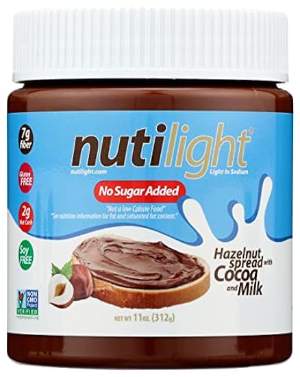 Nutilight No Sugar Added Hazelnut Spread with Cocoa and Milk, Keto and Diabetic Friendly, Non-GMO, Gluten-Free, and Soy-Free, 11 Oz (Pack of 6) 261022474